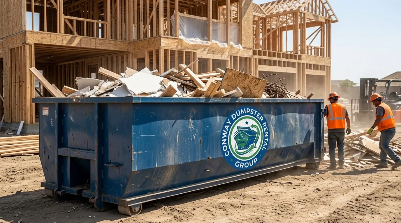 Dumpster rental in Damascus, AR Roll-off dumpster rental delivered to a Damascus, AR property by Conway Dumpster Rental Group